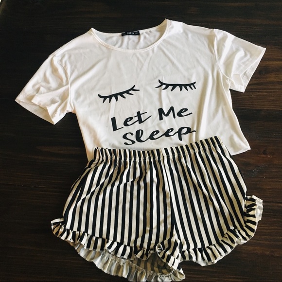 SHEIN Other - SHEIN Let Me Sleep Top and Shorts Pajama Set